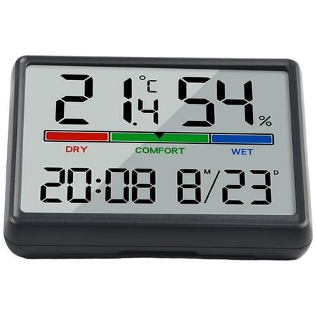 LCD Digital Wall Clock with Temperature and Humidity Display,Large Screen Electronic Clock for Home Office,Battery Powered Multifunctional Desk Alarm Clock,Easy to Read Time Date