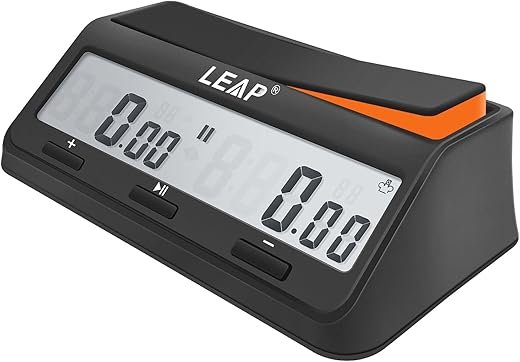 LEAP Chess Clock Digital Chess Timer Advanced for Board Game and Chess Timer with Bonus & Delay Count Down up Alarm Black/Orange