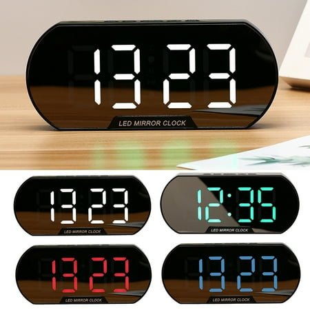 LEAQU LED Clock for Bedroom, Electronic Desktop Clock, LED Digital Alarm Clock with Smart Night Light for Home, Bedroom, Office