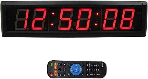 LED Countdown Clock/Up Digital Timer, 12/24-HourTime Clock, Stopwatch LED Wall Clock with Remote Control, Use Indoor Led Chronometer(RED)