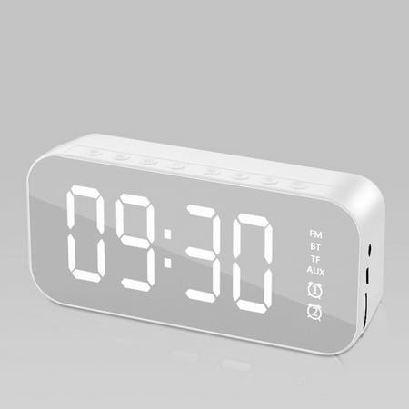 LED Digital Alarm Clock Bluetooth Speaker 2 In 1, Digital Alarm Clock Radio, Small Clock Radio, Simple Design, Modern Decor for Bedroom Bedside Office, Gifts for Kids Teen Girls Boys Man Women