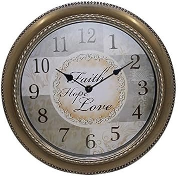 Mainstays 12 Inch Inspirational Clock- Faith, Hope , Love Message