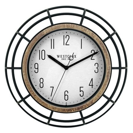 Mainstays Modern 12 Plastic Black with Realistic Textured Woodgrain Finish Trim Wall Clock