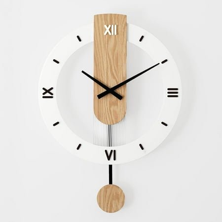 Modern Large Wall Clocks,15.7 inches Silent Non Ticking Wood Clocks for Living Room Decor, Battery Operated Decoration Pendulum Clock for Kitchen Bedroom Office Home Wall Decor for Indoor (Roma)