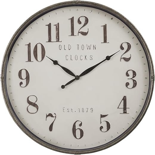 Monarch Specialties I 9024 Clocks, 30 Round, Large Oversized, Wall Clock, Brown, Transitional