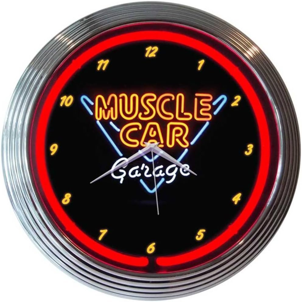 Neonetics Muscle Car Garage Neon Wall Clock, 15-Inch