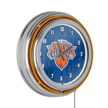 New York Knicks City Retro Neon Analog Wall Clock with Pull Chain