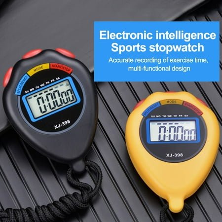 NIBOLOG 2Pcs Stopwatch Timer with Large Digital Display Date Time No Alarm Silent Sport Timer for Running Swimming