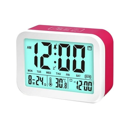 Oggfader Alarm Clock for Kids Wireless Bluetooth Stereo Clock Card Portable Mirror Small Speaker Red