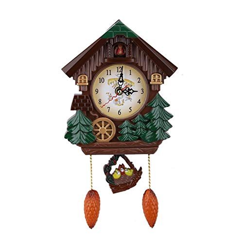 Omabeta Cuckoo Clock, Classic Unique Cute Wooden Vintage Traditional Forest Silent Handcrafted Tree House Decorative Cuckoo Clock for Living Room Office Coffe Shop Restaurant