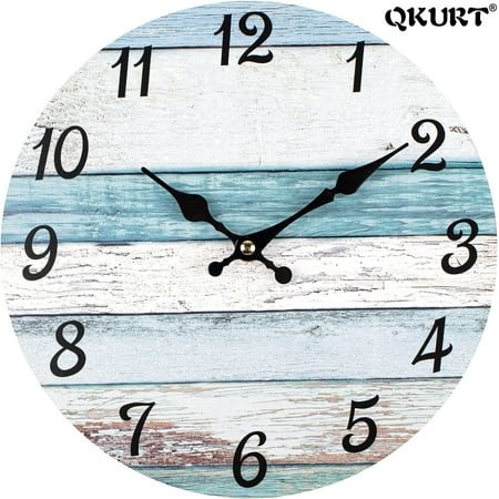 Oumers 10 Quartz Rustic Wooden Indoor Wall Clock, Silent Mechanism