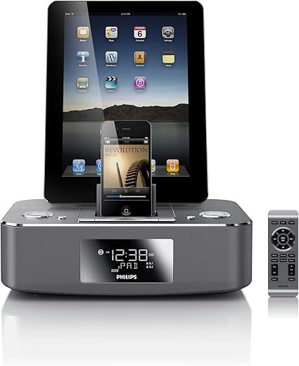 Philips DC390/37 Dual-Docking 30-Pin iPod/iPhone/iPad Alarm Clock Speaker Dock