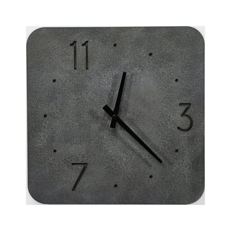 [PJ Collection] 12-Inch Cement-Accent Wood Clock, Cement Color Wood Clock, Wooden Wall Clock for Decoration, Square Wood Wall Clock, Industrial Style Wall Clock, Silent Non-Ticking Dial, Decorative Wa