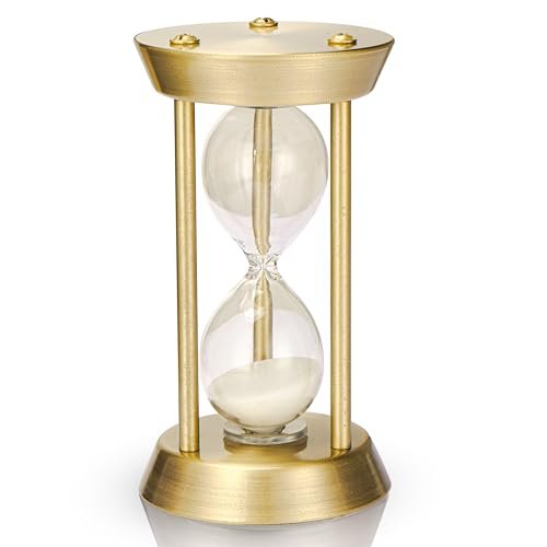 PROLOSO Vintage Hourglass 15 Min Retro Metal Sand Timer Clock Antique Bronze Small Sand Glass Watch Home Desk Office Decor