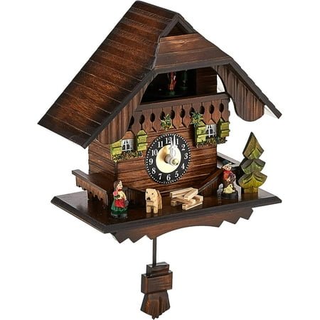 Quartz CUCKOO Clock Painted Chalet with Dancers 7-Inch Tall Westminster Chime or CUCKOO Sound Cottage Chic Home Decor