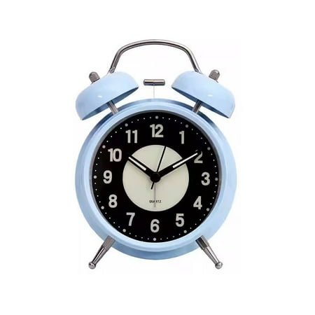 Retro Metal Twin Bell Alarm Clock with Night Ligh Silent Non-ticking Luminous Quartz Analog Desk Clocks