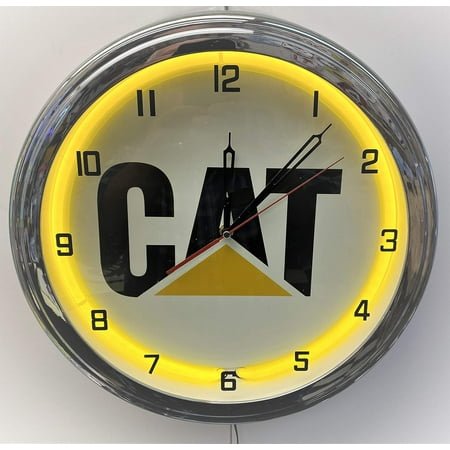 Retro Vintage 16 Caterpillar Cat Neon Wall Clock Caterpillar Machinery Fans Collectible Memorabilia