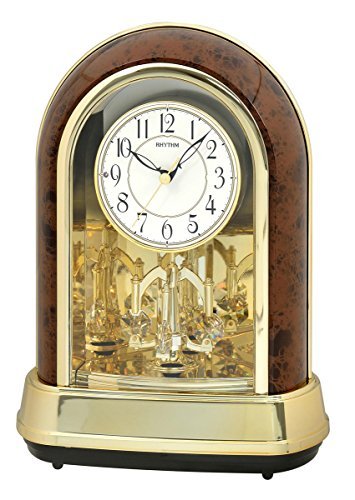 Rhythm Clocks Crystal Dulcet II Musical Motion Mantel Clock, Woodgrain