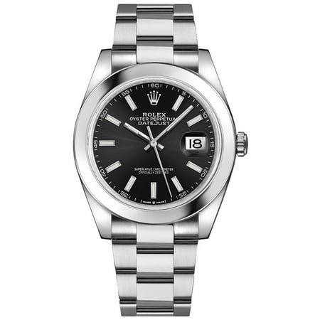 Rolex by Rolex Men's 41mm Polished Stainless Steel Oyster Band Wristwatch, Black and Silver, (126300)