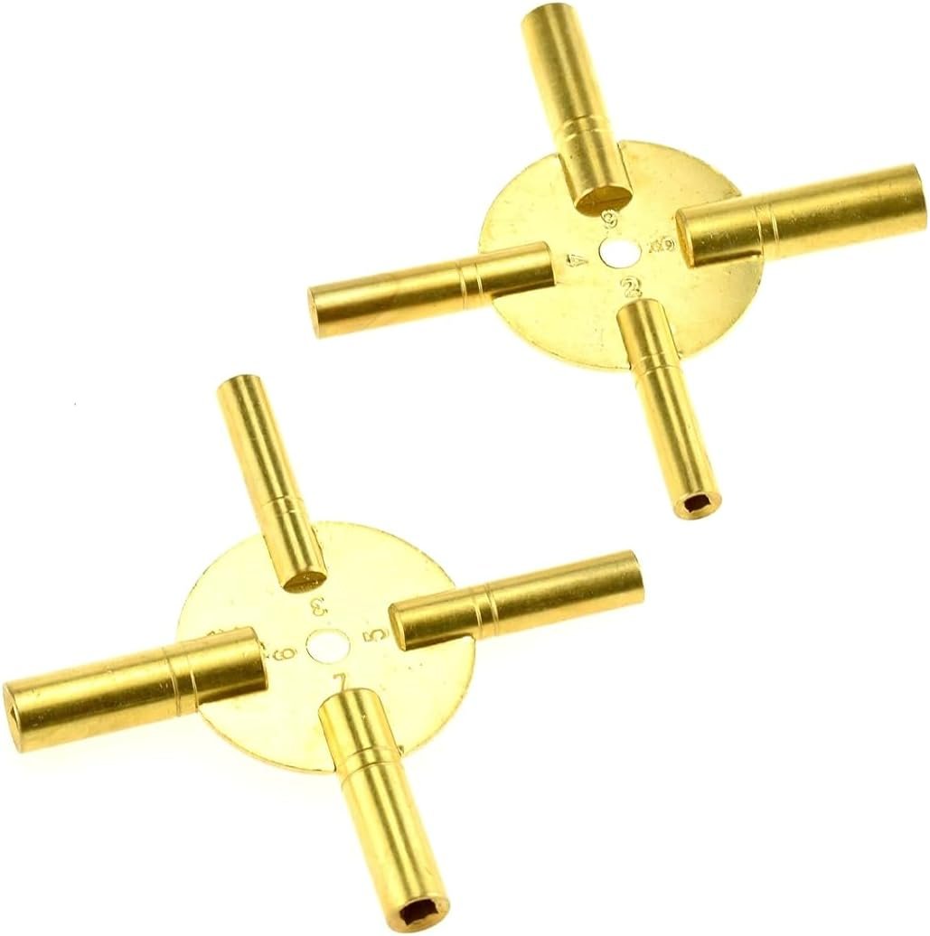 SE Universal 4 Prong Brass Clock Key for Winding Clocks, Odd and Even Numbers (2 PC.) - JT6336-2