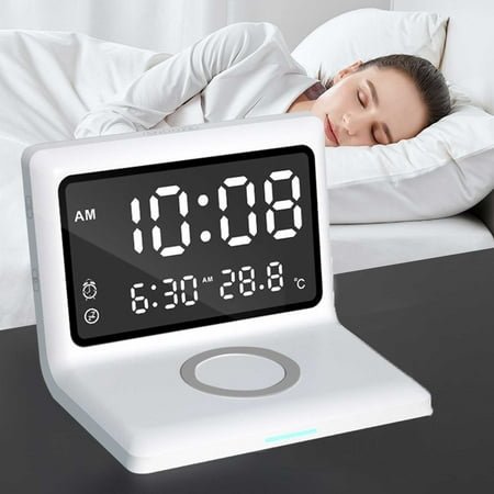 shyuyusa Alarm Clock with Wireless Charging,3-in-1 Wireless Fast Charger for ,Fast Wireless Charging Station for iPhone15/14/13/12/11/Pro Series,for Watch,for Airpods