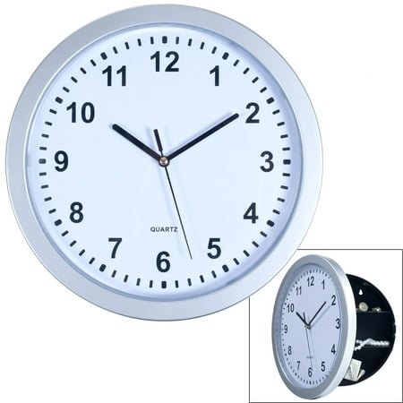 Silver Wall Clock with Hidden Safe - 10 inches by 10 inches