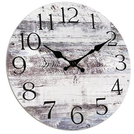 SKYCARPER 10 Quartz Rustic Wooden Indoor Wall Clock, Silent Mechanism