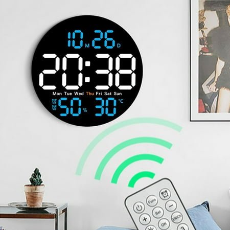 Specollect Large Digital Wall Clock with Remote Control, Dual Alarm with Screen Dispaly,for Living Room,Bedroom, Mounted, Gift for Elderly