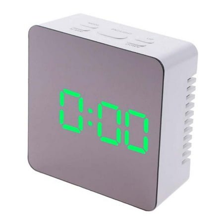 Square Digital Mirror Clock LED Alarm Clock with Temperature Measurement Snooze Function