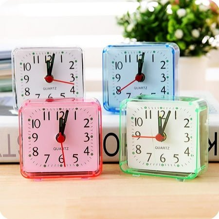 SSKFHGI Blue Modern Mini Quartz Clock Travel Alarm Clock Bedroom Home Table Clock