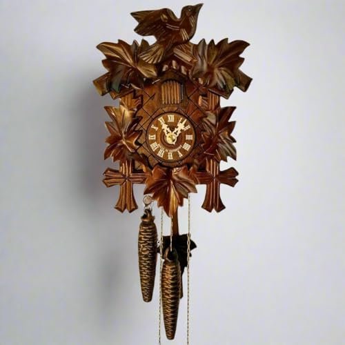 Sternreiter BIRD AND LEAF Model 1200 Brown Forest Mechanical Cuckoo Clock, Linden Wood with Half and Full Hour Strike