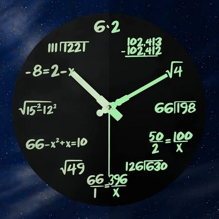 STONCEL Math Clock Luminous Wall Clock, Modern Silent Non Ticking Black Wall Clock, Kitchen Wall Clocks Battery Operated, Unique Products Indoor Decor for Living Room School Classroom Office