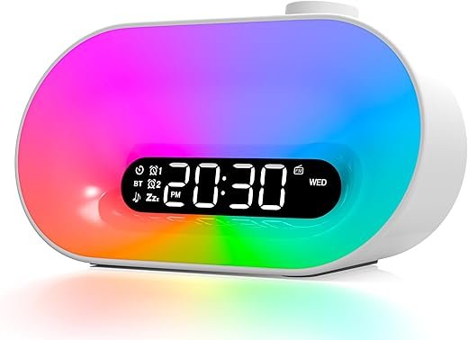 Sunrise Alarm Clock Wake Up Light, Gradual Sunlight Lamp Clock, Sound Machine with 10 Soothing Sounds, FM Radio, Nightlight, Bluetooth Speaker, Digital Clock for Bedroom, Kids, Heavy Sleepers Adults