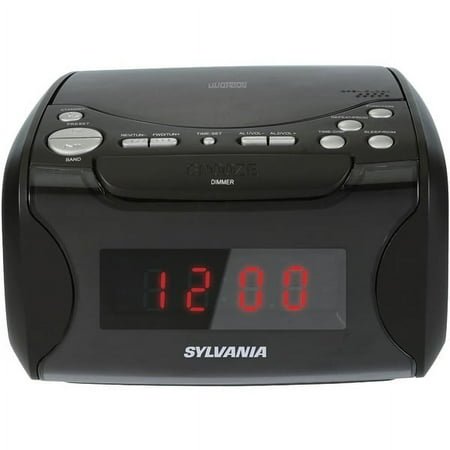 SYLVANIA SCR4986 USB-Charging CD Dual Alarm Clock Radio