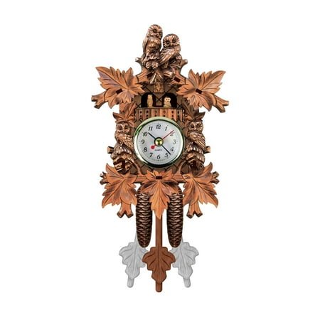 taicans Cuckoo Clock Vintage Large Wooden Wall Clock,Dusknt Clock,Wall Clock,Retro Cuckoo Room Clock Wooden Chime Living Alarm Wall Clock(D)