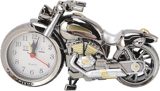 Topyond Motorcycle Alarm Clock, Vintage Metal Motorcycle Clock, Battery Operated Desk Clock, Antique Style Desktop Decor, Office & Bedroom Clock, Unique Gift for Motorcycle Enthusiasts