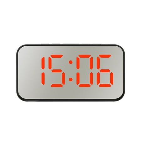 Tssuoun Alarm Clock LED 12H/24H Digital Temperature Display Dimming Thermometer Brightness Portable Battery Operated/USB Time Calendar Red