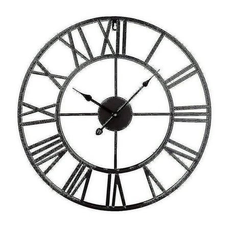 Vintage Decorative Iron Roman Living Room Silent Clock, Iron Roman 40cm Black