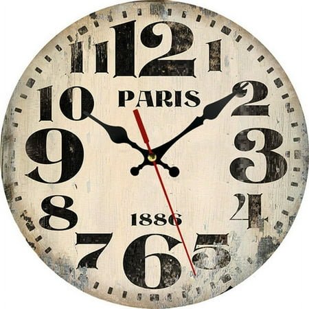 Vintage Wooden Wall Clock Modern Design Vintage Rustic Retro Clock Home Office Cafe Decoration Art Large Wall Watch (SKU-7,12 inch)