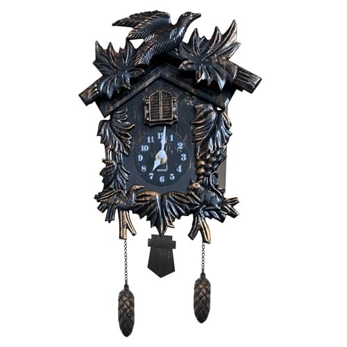 WALPLUS Chiming Classic Black Cuckoo Wall Clock Hanging Bird Clock Home Decor Christmas Clock Gifts