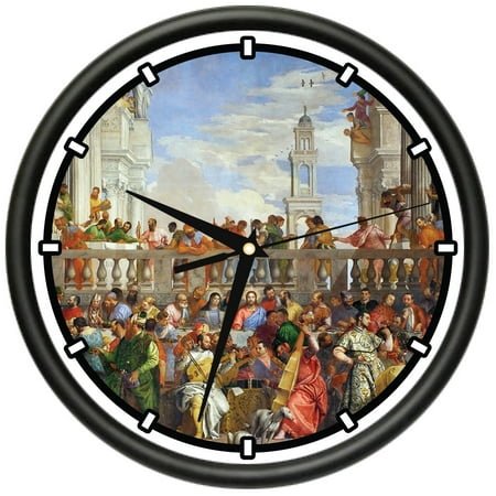 Wedding At Cana Design Wall Clock | Precision Quartz Movement | Décor For School Class Office Bedroom Decoration