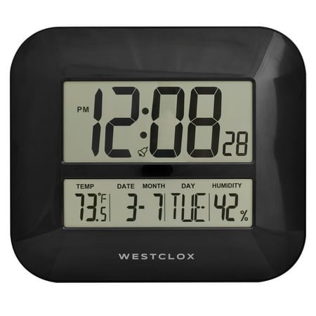 Westclox 11.5 Quartz Digital Battery Operated Wall Clock, Temperature Display