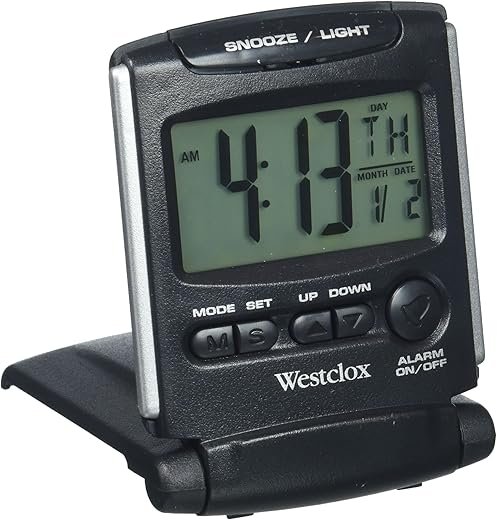 Westclox 72028 Travel Alarm Clock, Bluelight LCD