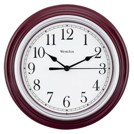 Westclox 9 inch Burgundy Round Simplicity Analog QA Wall Clock