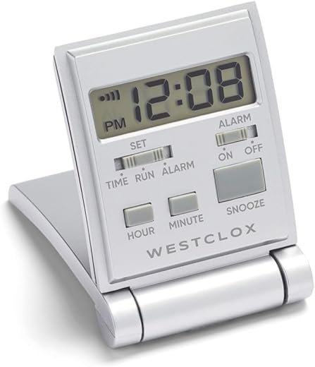 Westclox Travelmate LCD Travel Folding Alarm Clock 5, Silver