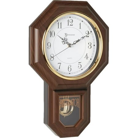 Westminster Chime Faux Wood Pendulum Wall Clock By Essex, 17.5 X 11.25, Walnut