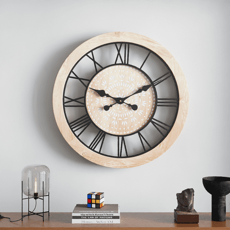 yellow-Bohemian wind and iron wood combined with creative wall clock